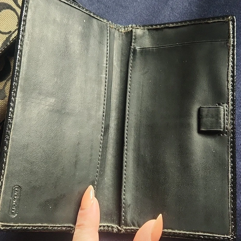 Coach Vintage y2k‎ Legacy Signature Logo Canvas Leather Check cover Wallet Black